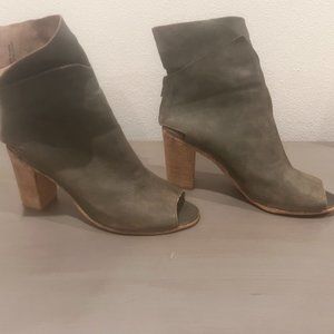 Free People Golden Road Open Toe Bootie In Moss